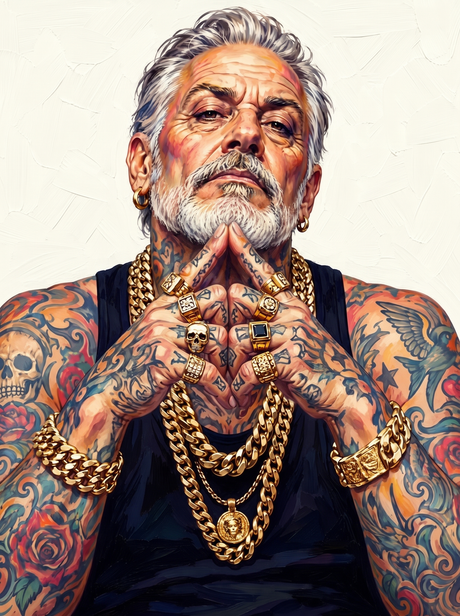 Silver Fox In Gold Chains