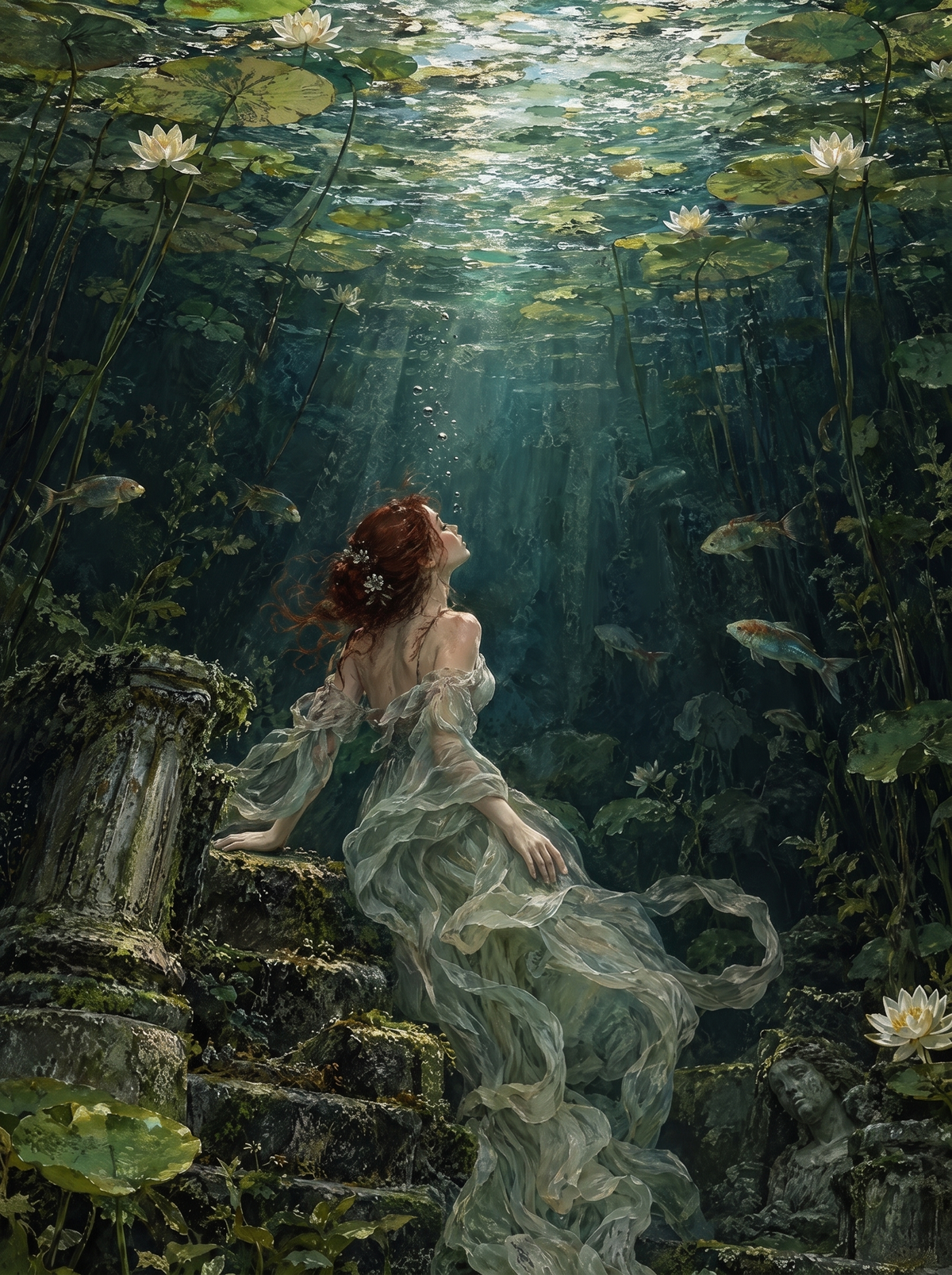 Sunken Steps Beneath The Lilies