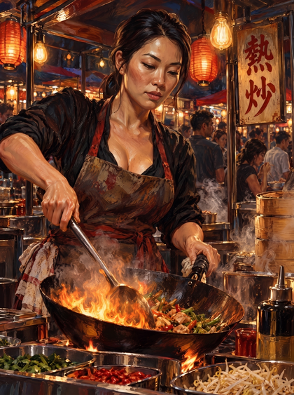 Wok Fire At The Night Market