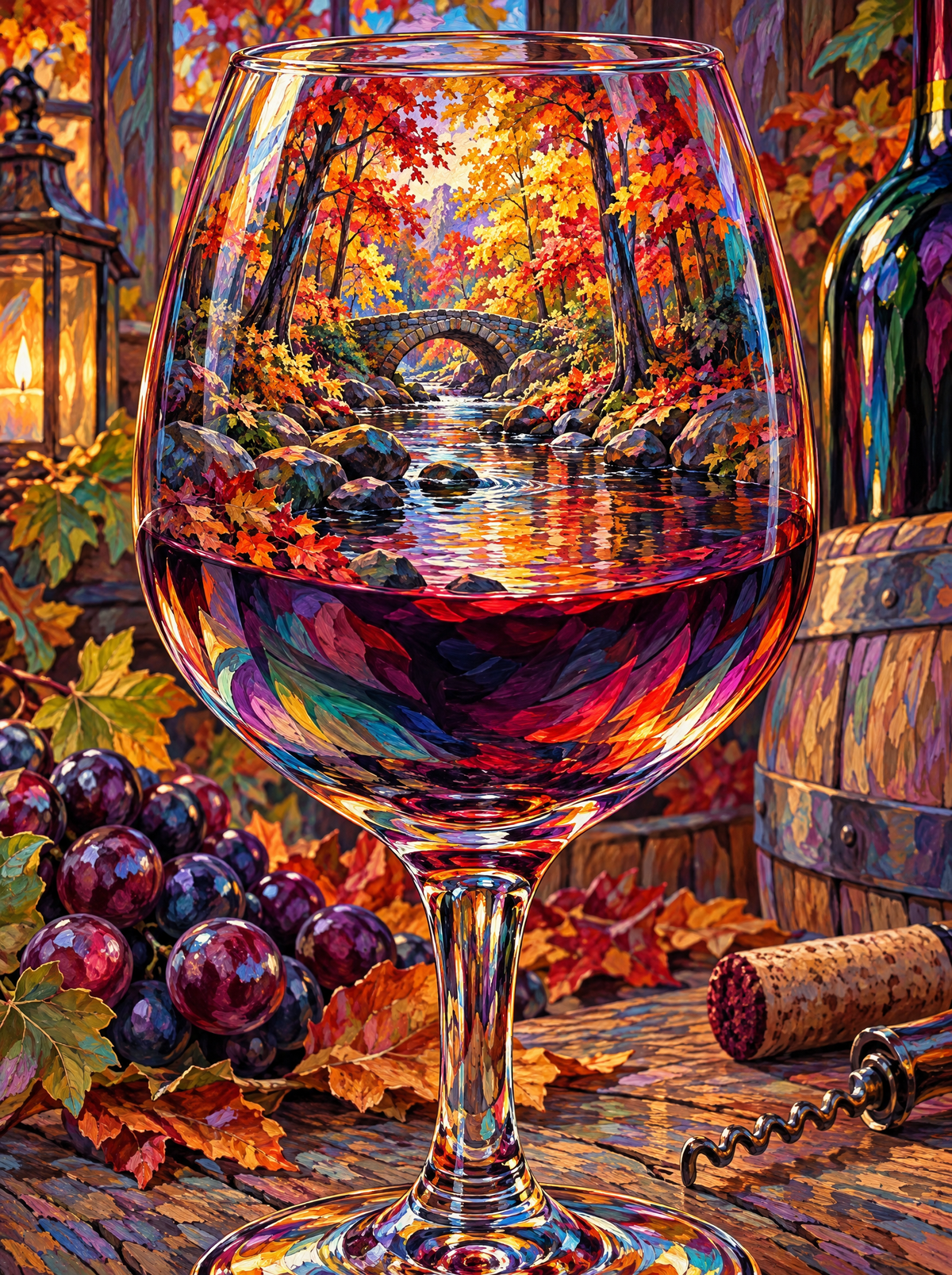 Autumn River In A Wine Glass