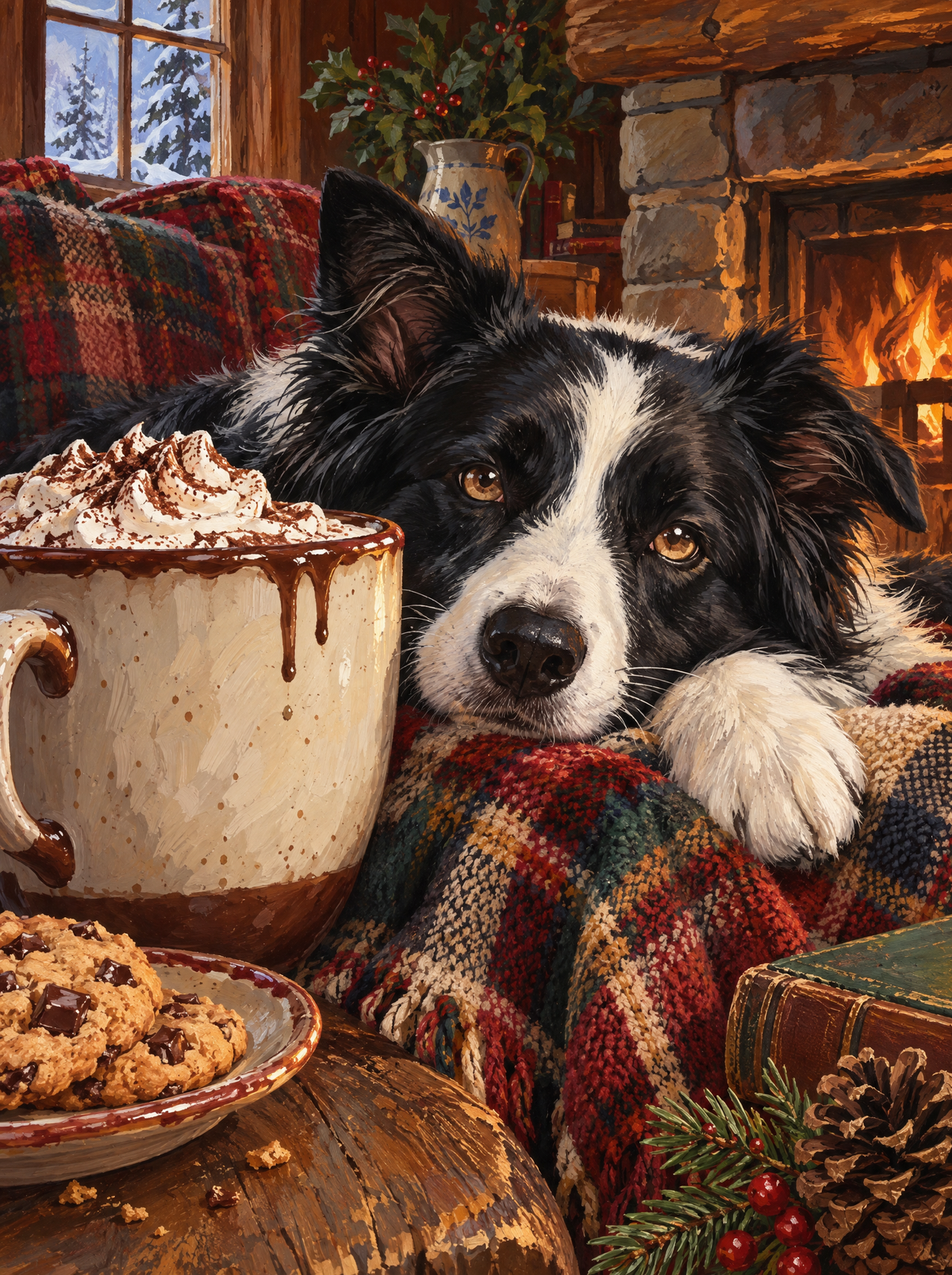Border Collie And Hot Cocoa