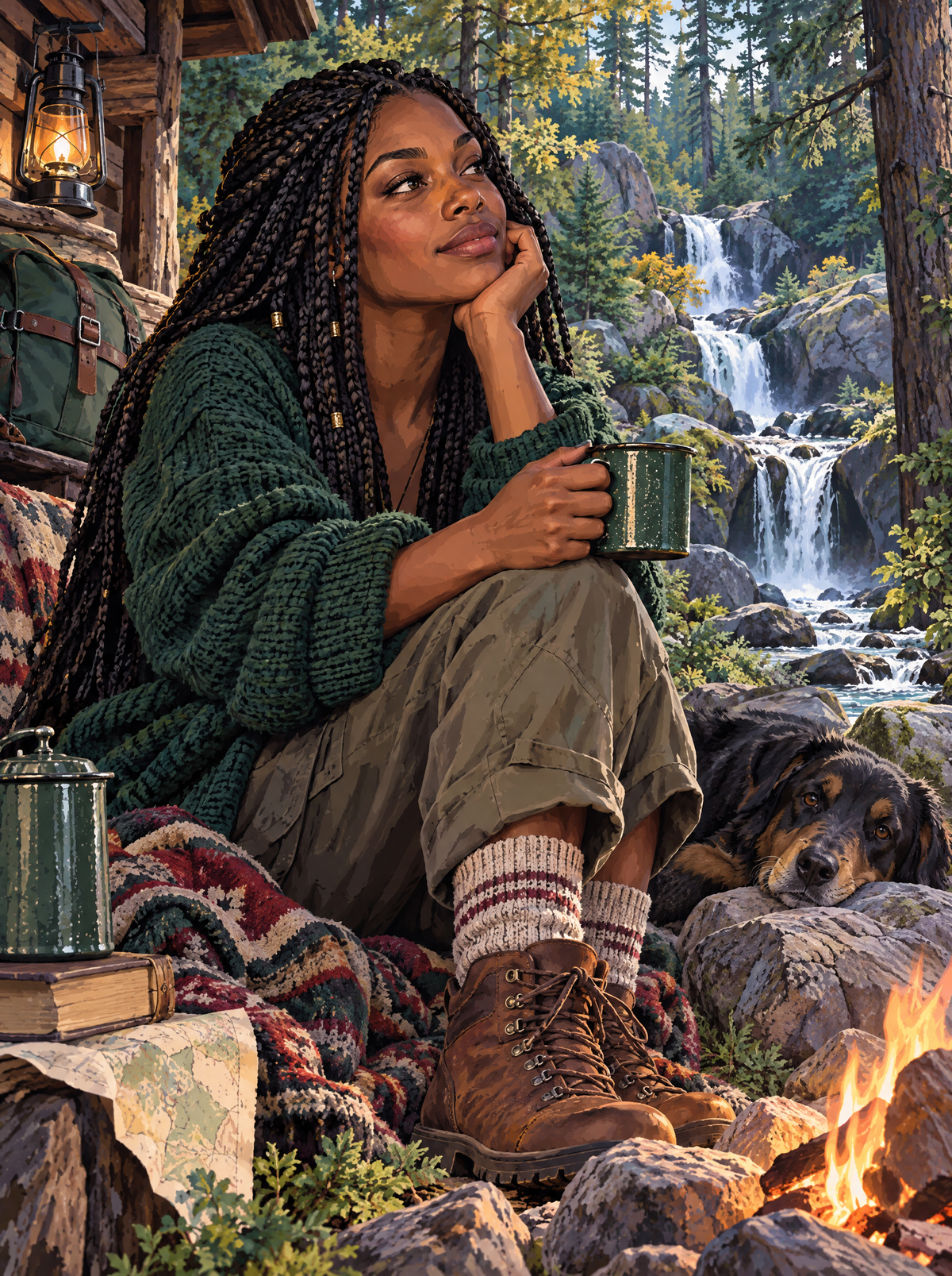 Campfire Coffee By The Waterfall