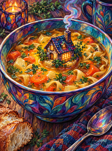 Cottage In The Chicken Soup (150 Color Diamond Painting)