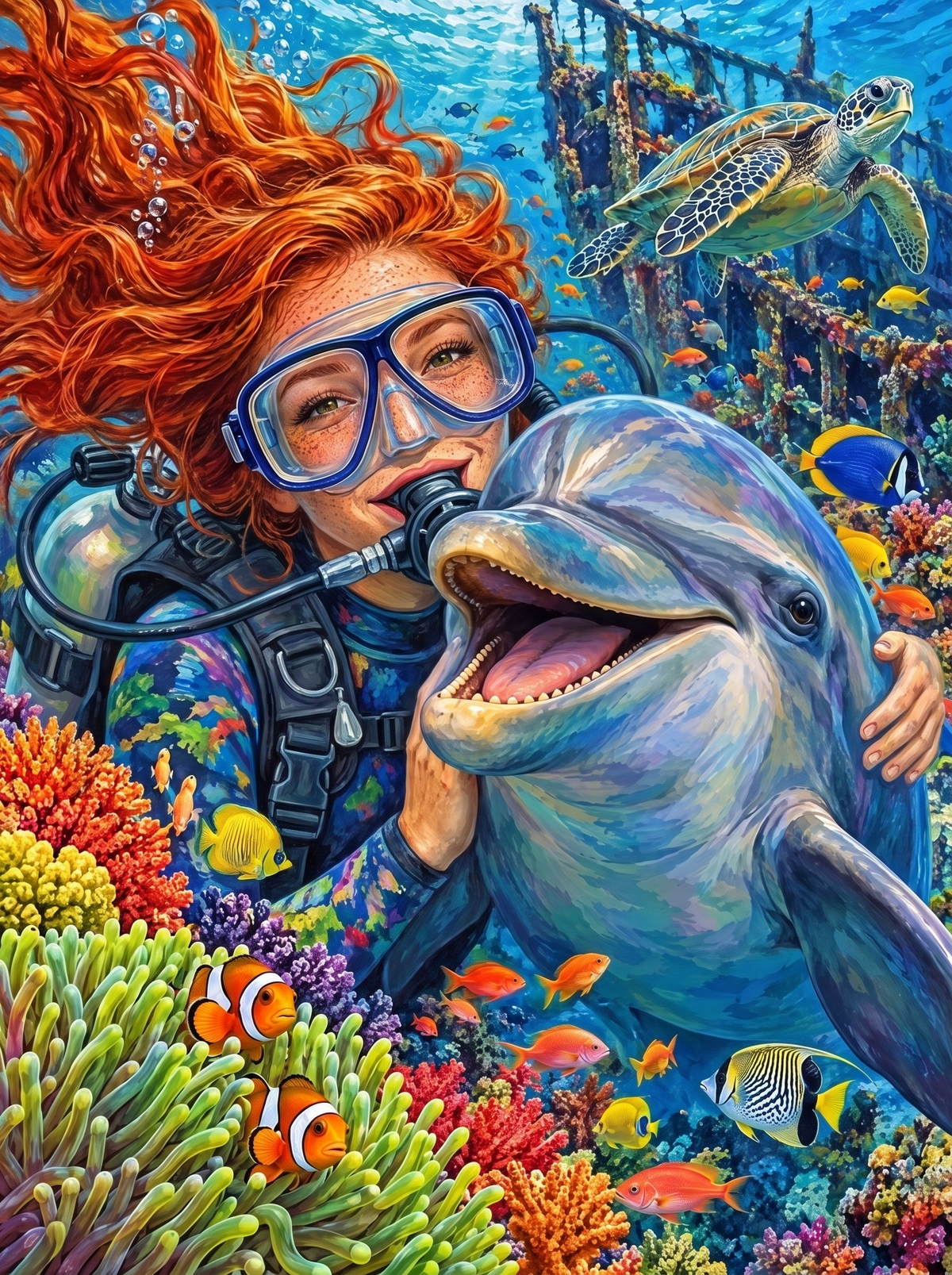 Diver's Dolphin Hug