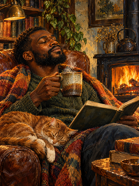 Fireside Mug And A Sleeping Ginger Cat