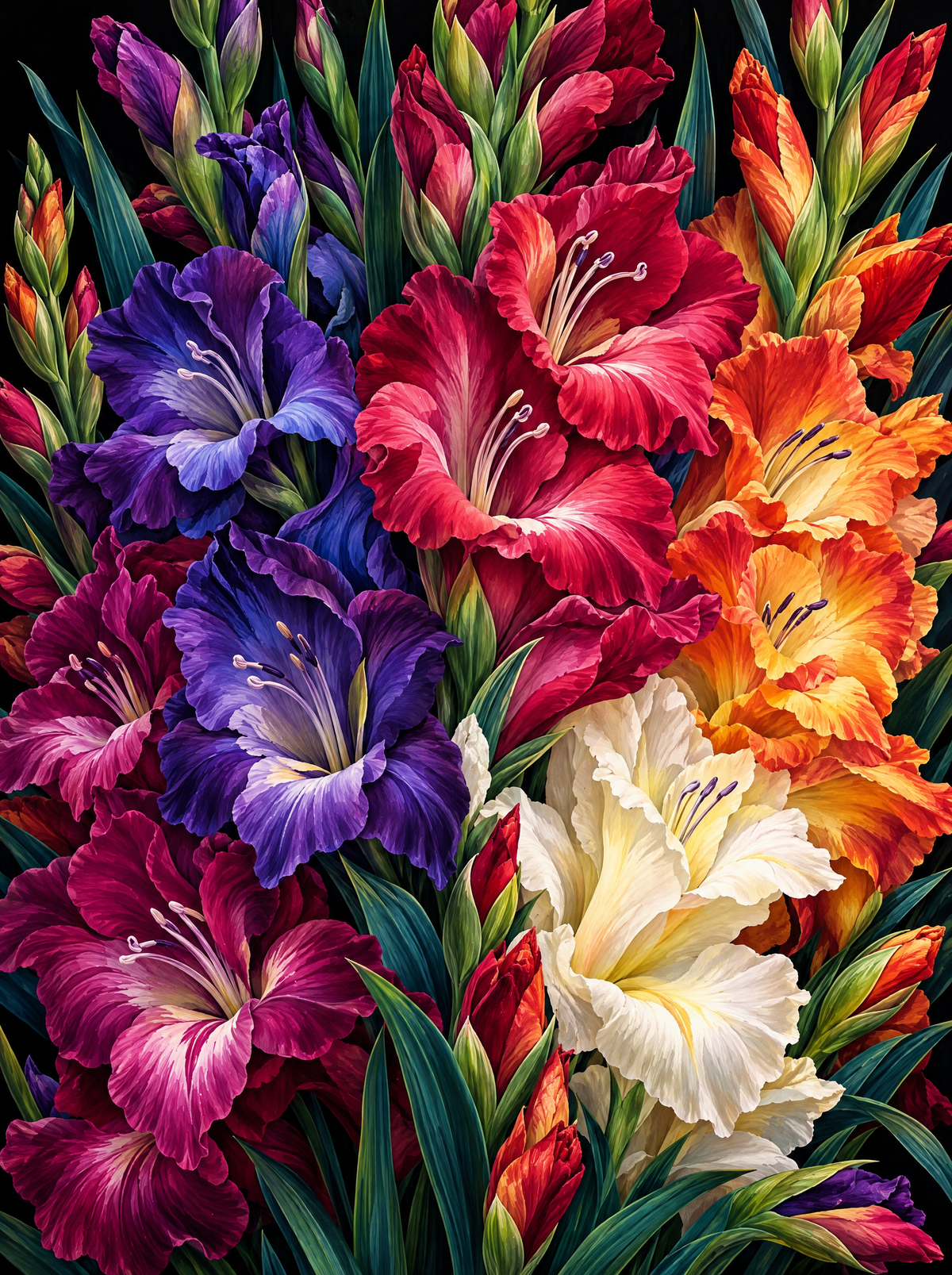Gladioli In Jewel Tones