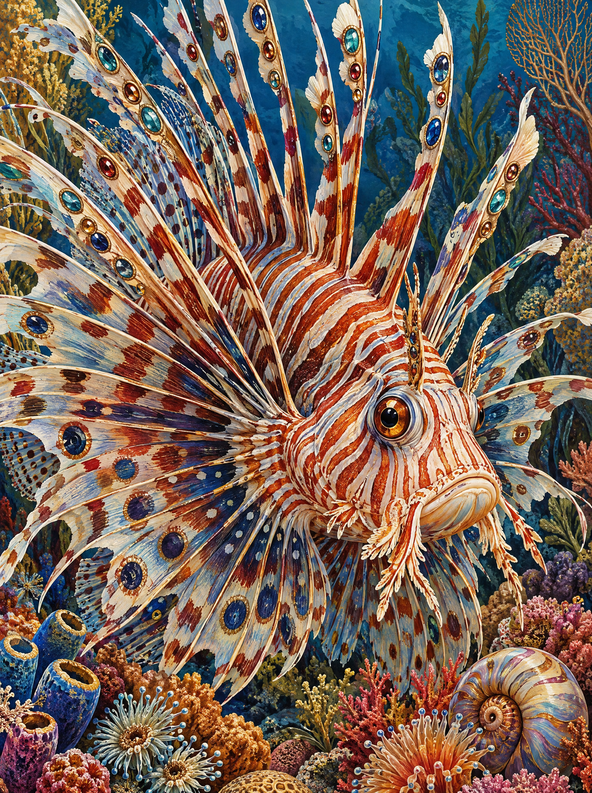Jewelled Lionfish On The Reef