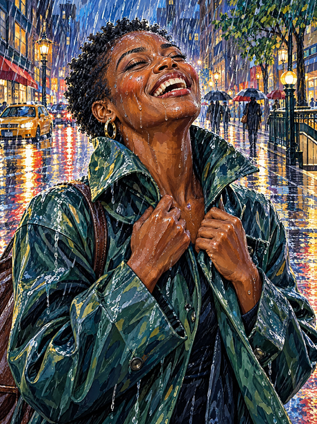 Laughing In The Downpour (150 Color Diamond Painting)