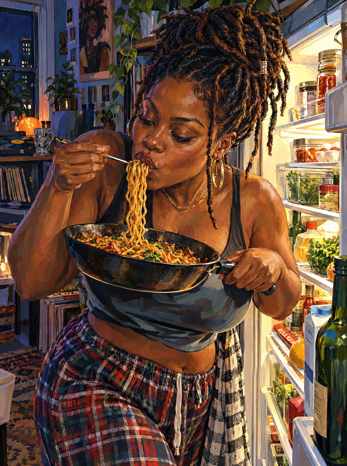 Midnight Noodles At The Fridge