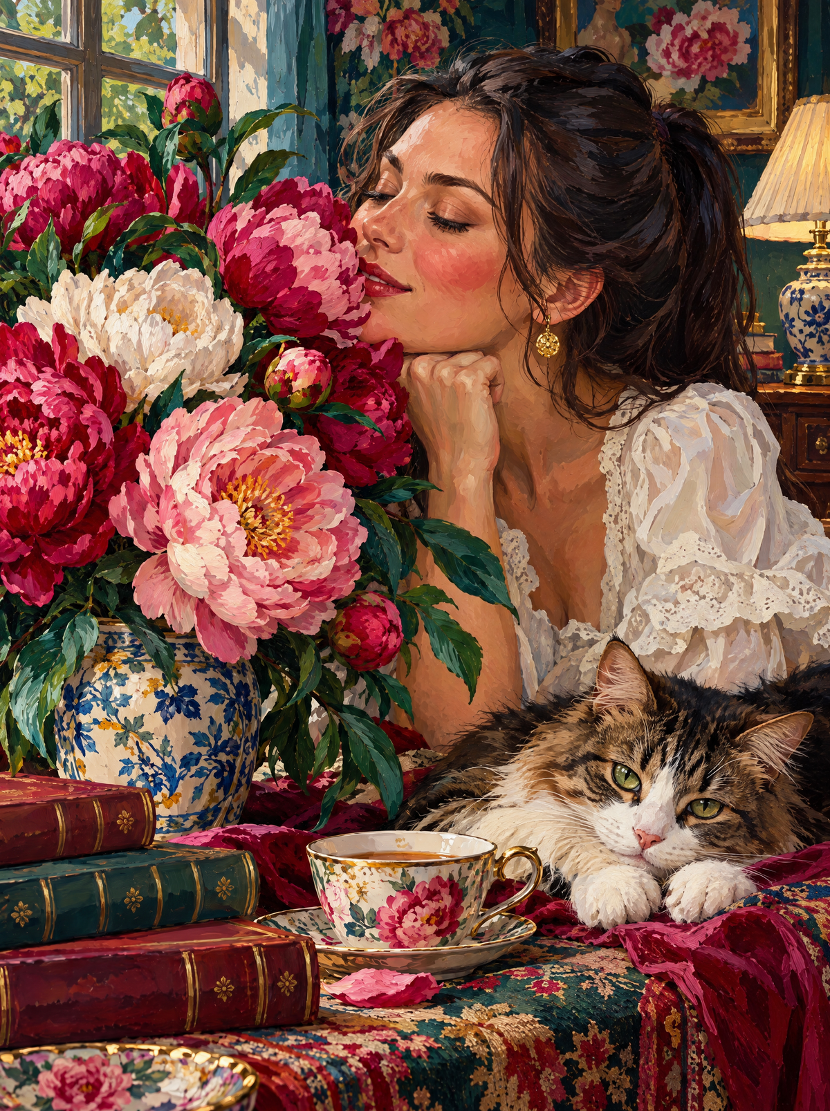 Peonies And Afternoon Tea