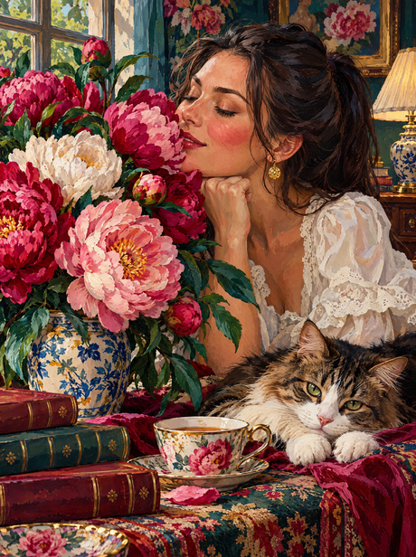 Peonies And Afternoon Tea