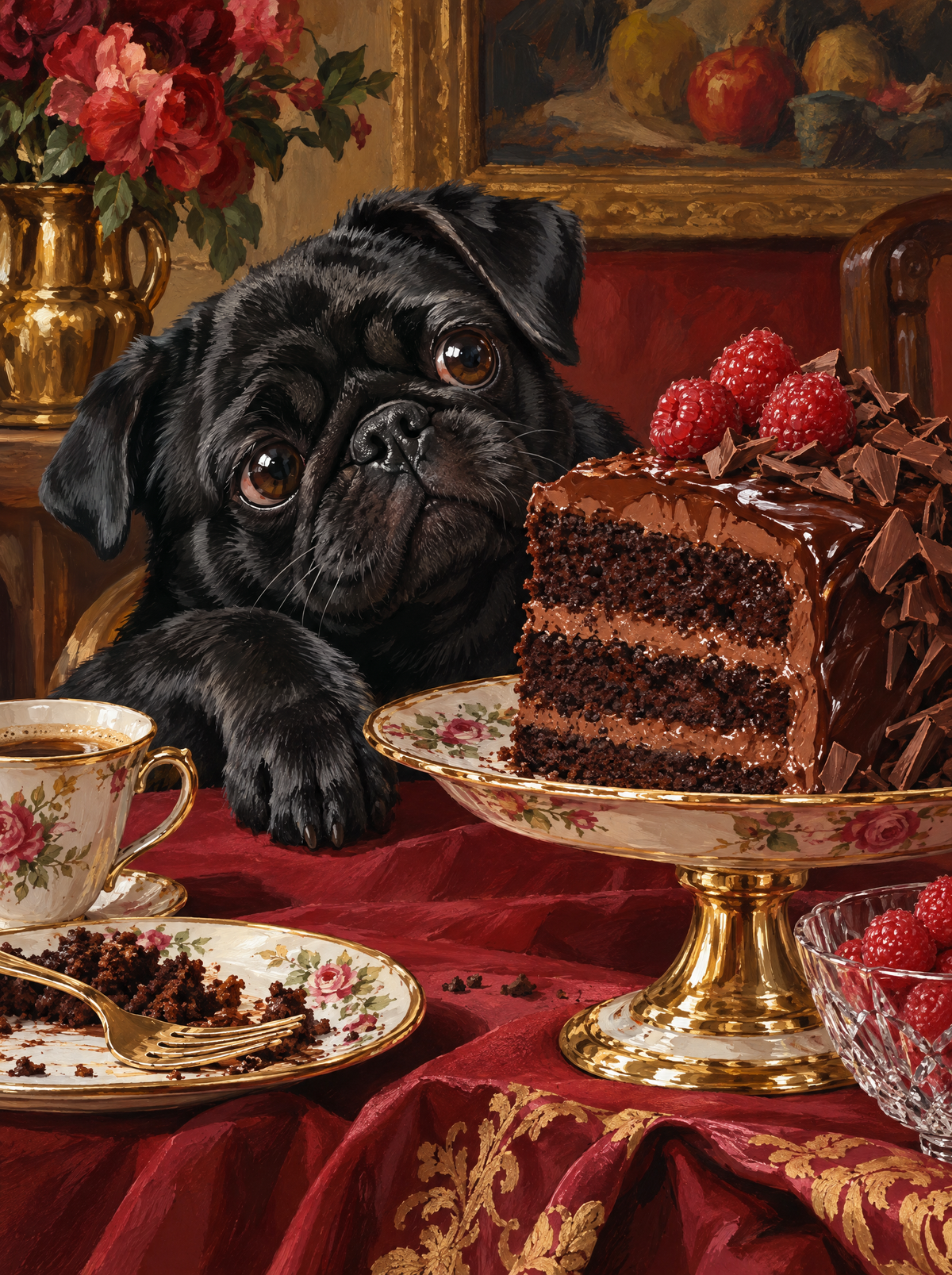 Pug And The Chocolate Gateau