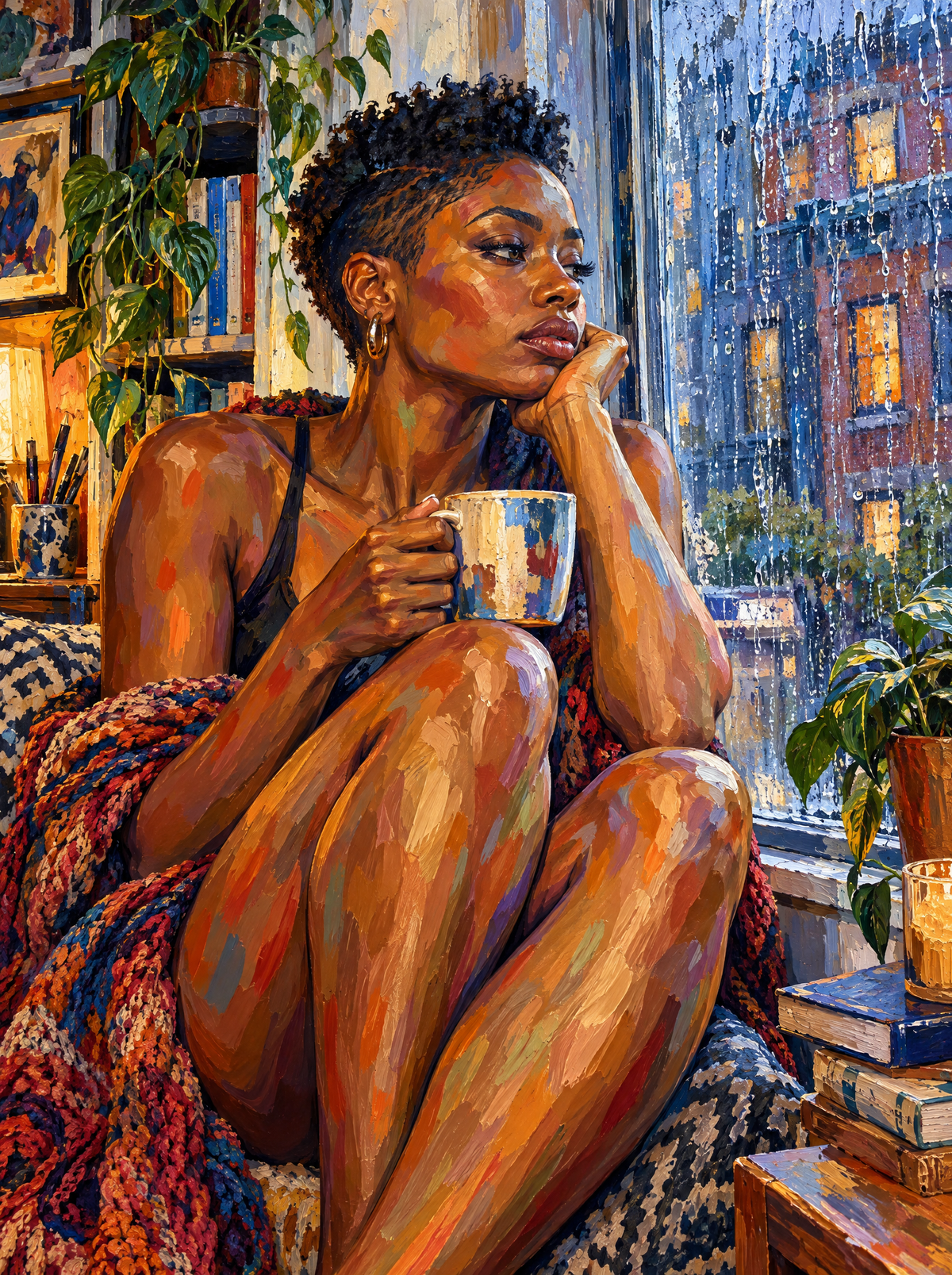 Rainy Window And A Warm Mug