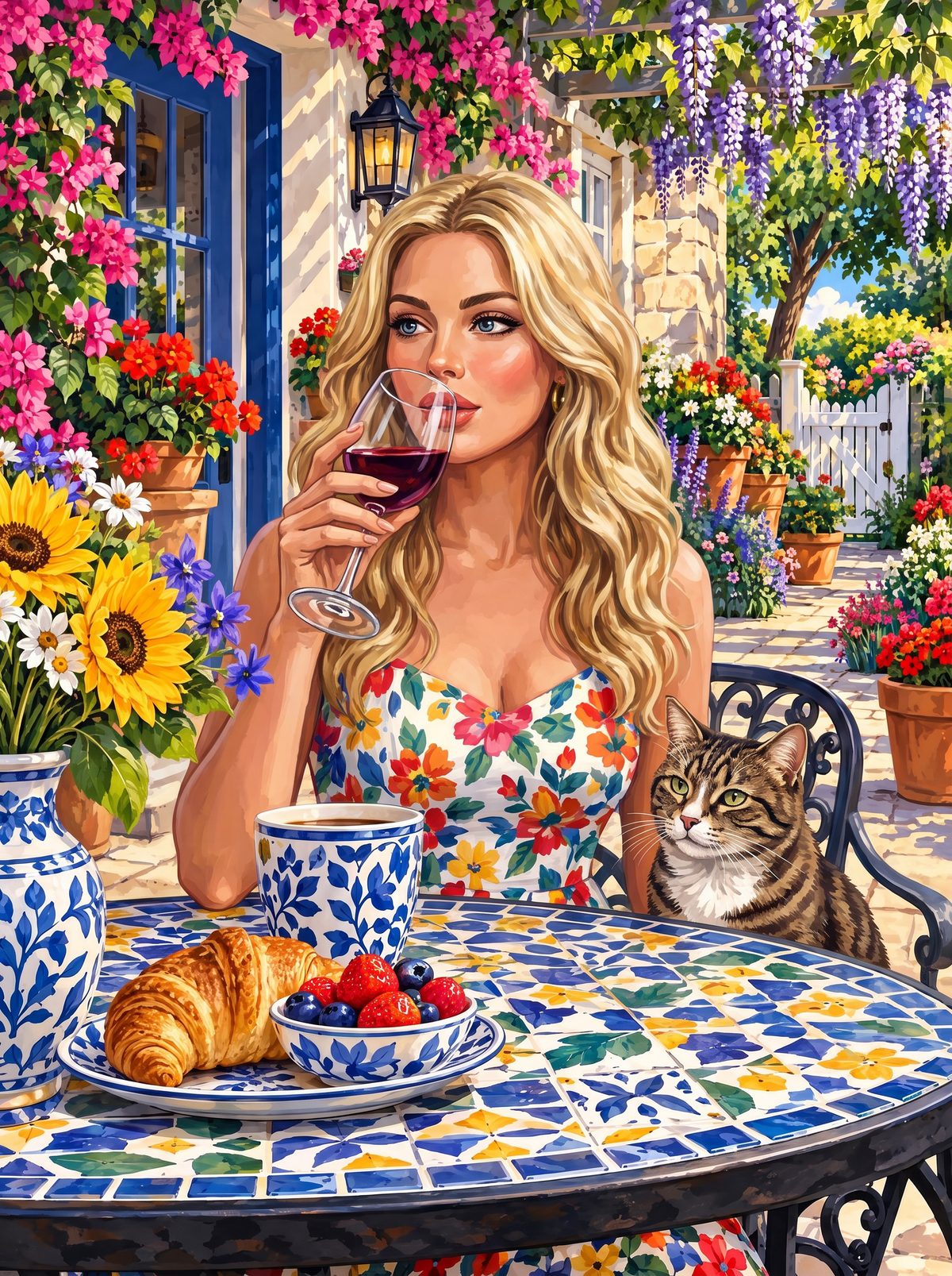 Red Wine In The Courtyard Garden