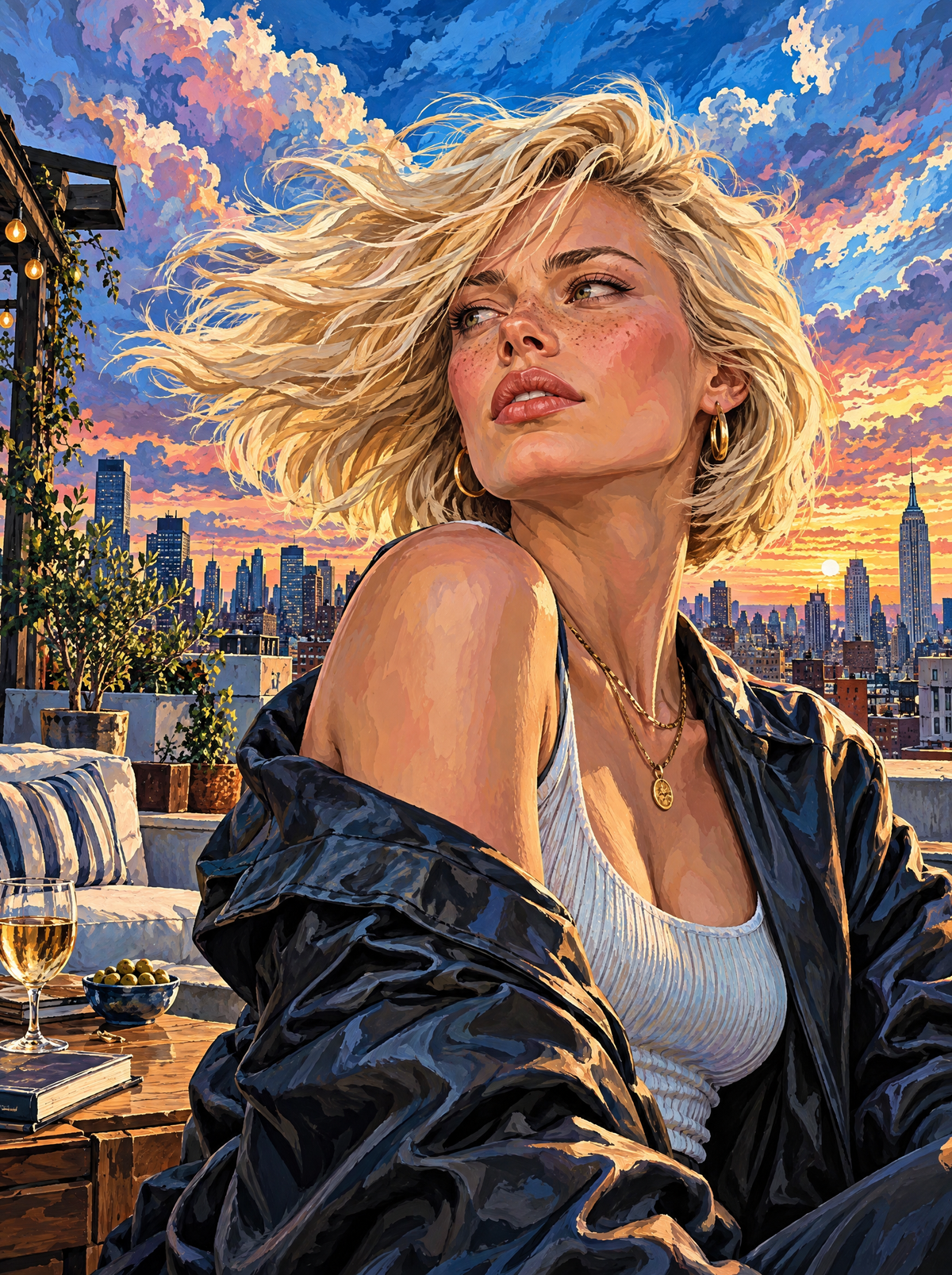 Rooftop Breeze At Sunset