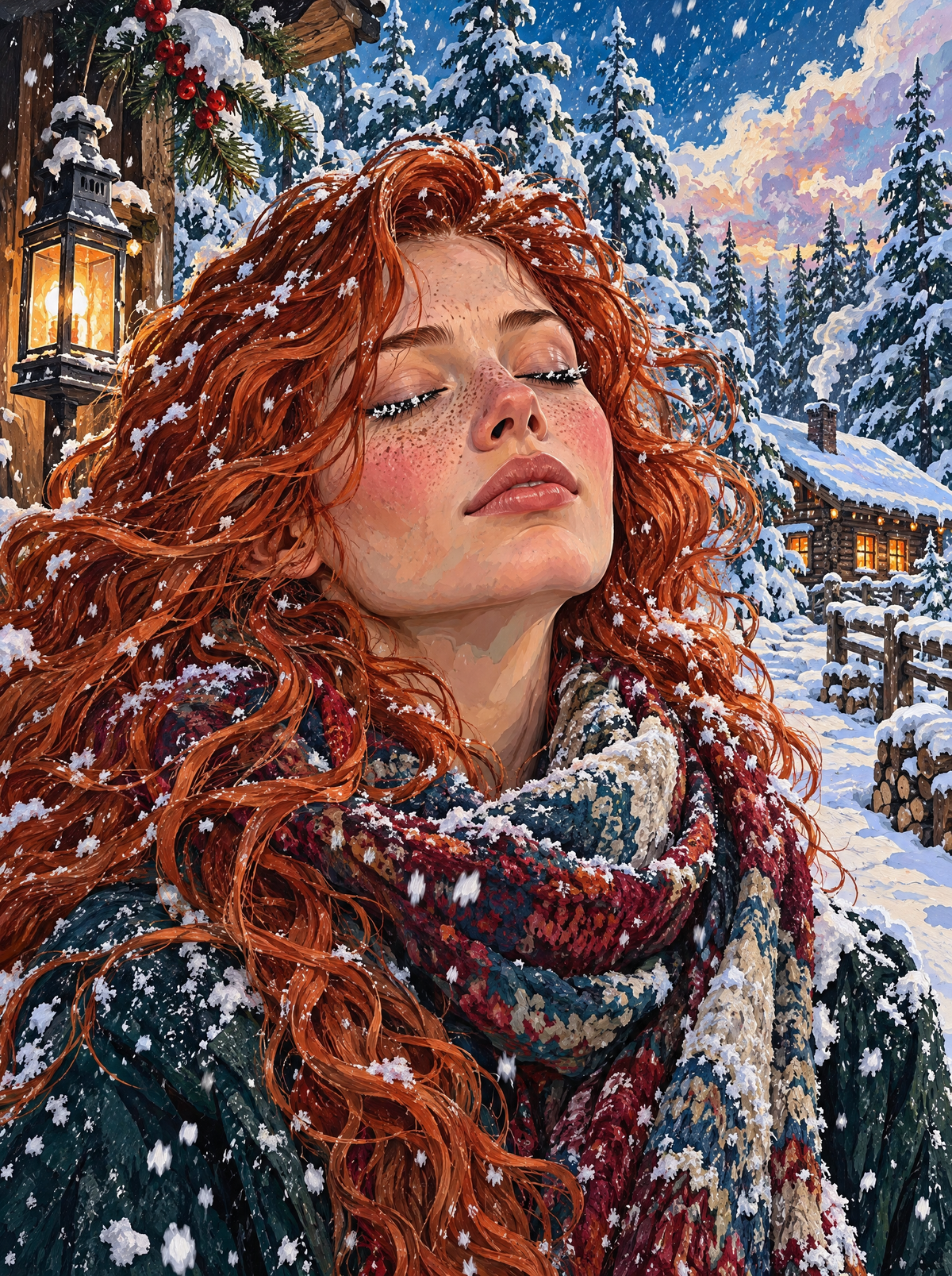 Snowflakes In Her Red Curls