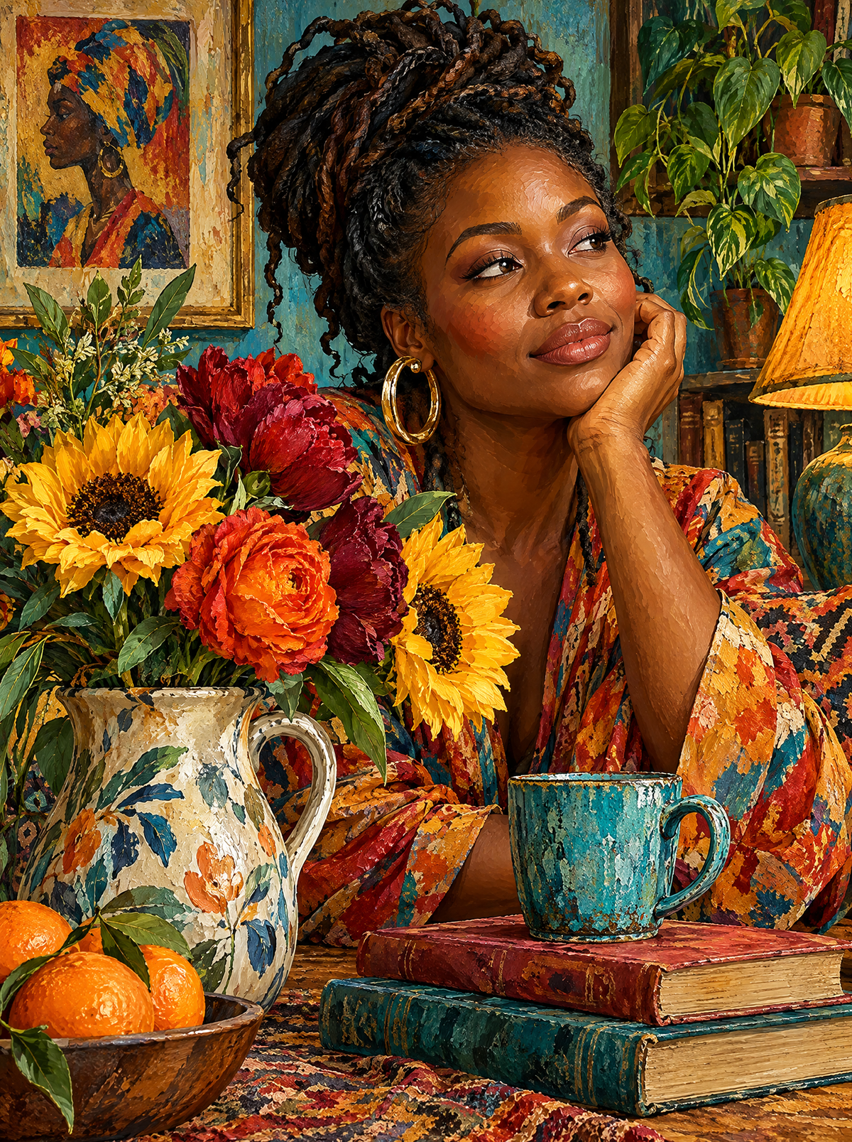 Sunflowers And A Teal Mug