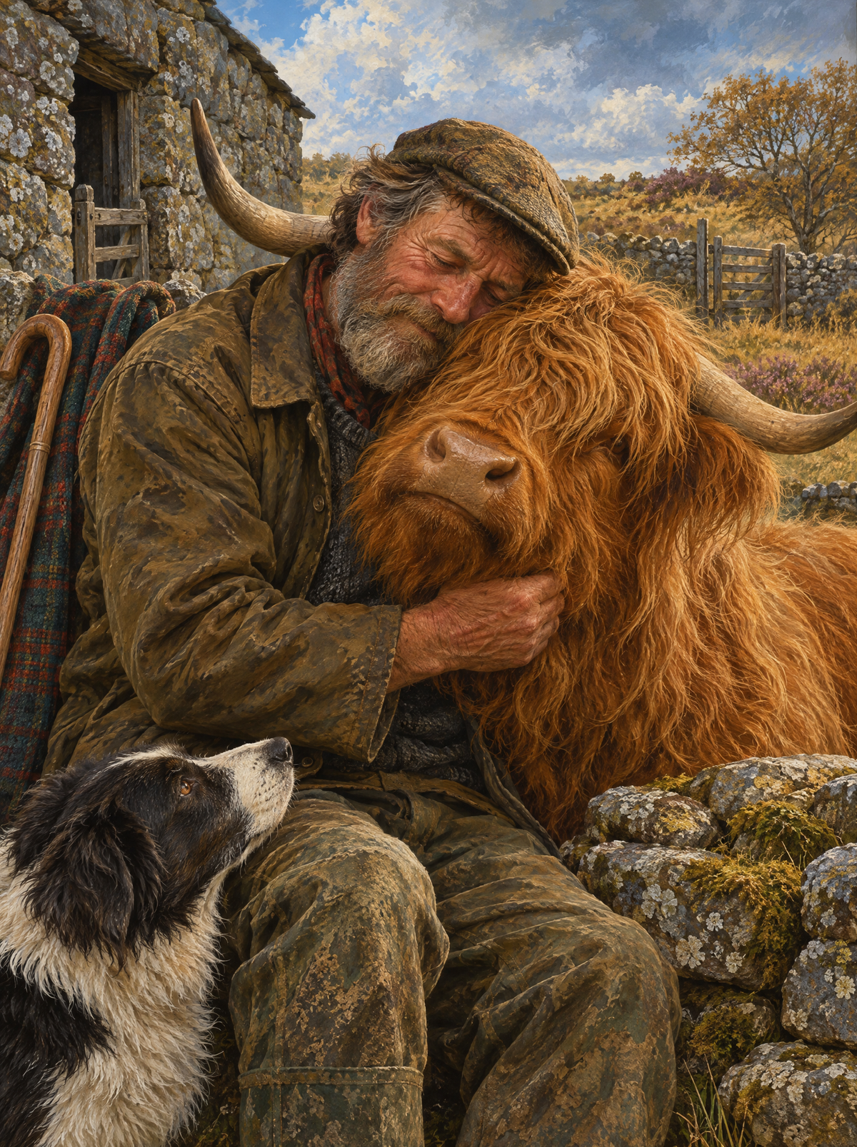 The Farmer And His Highland Cow