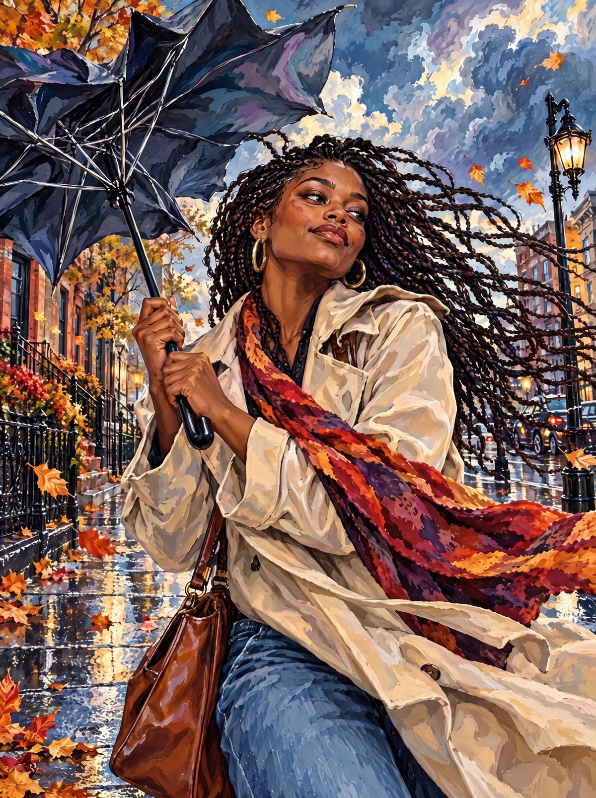 Umbrella Against The Autumn Wind