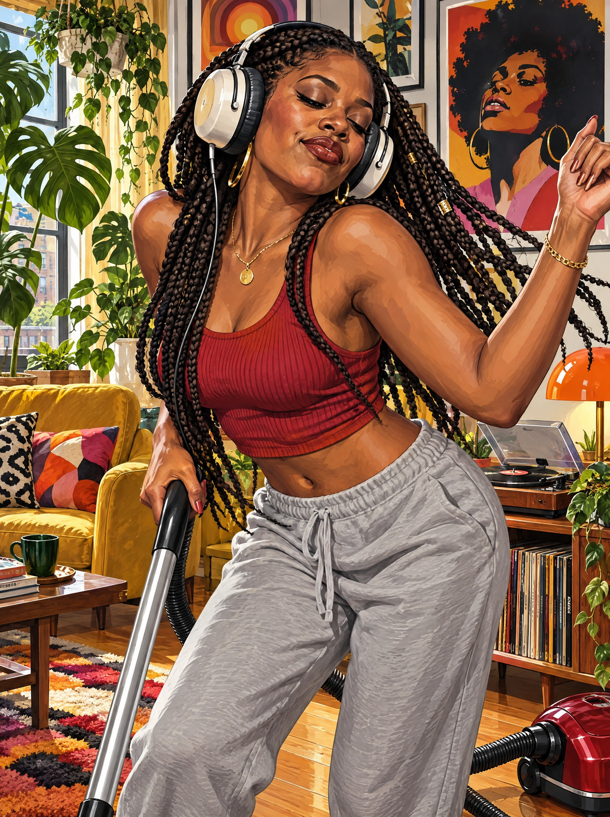 Vacuuming To Her Favourite Song