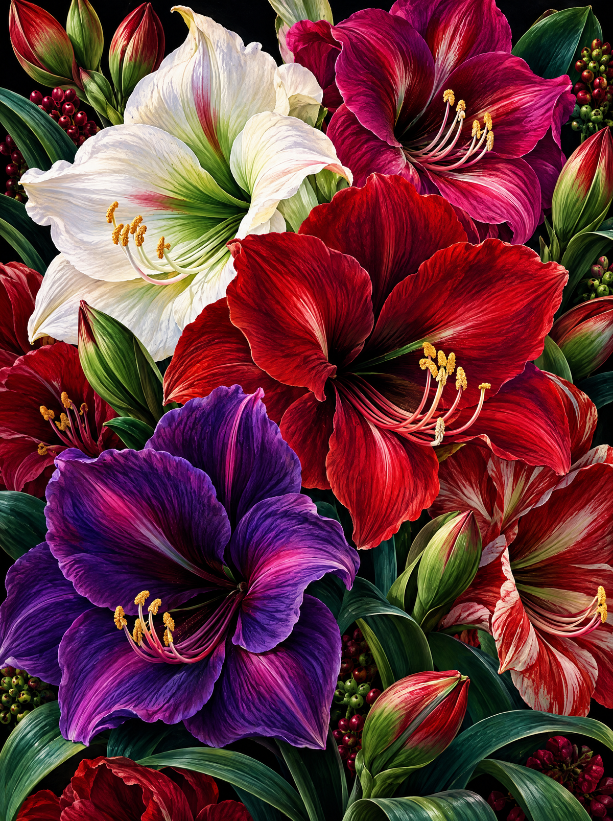 Amaryllis In Crimson And Violet