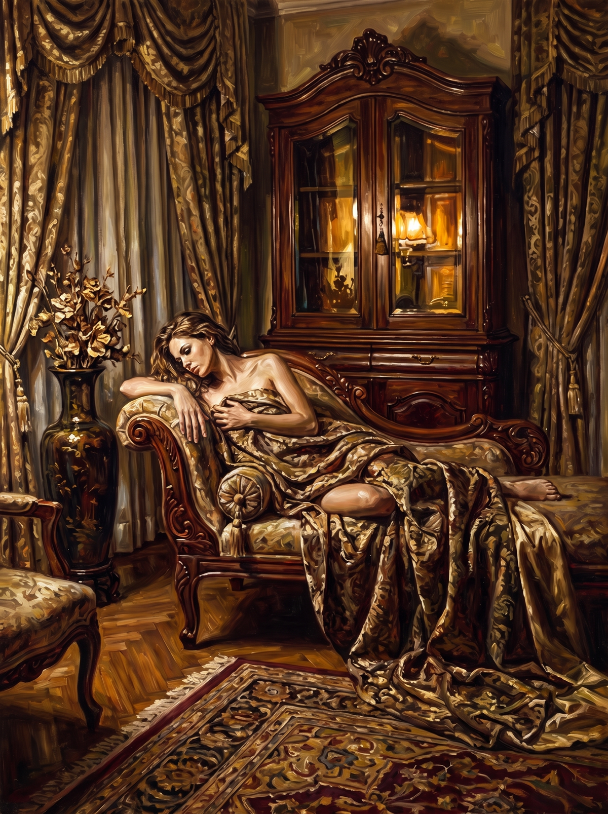 Asleep On The Velvet Chaise