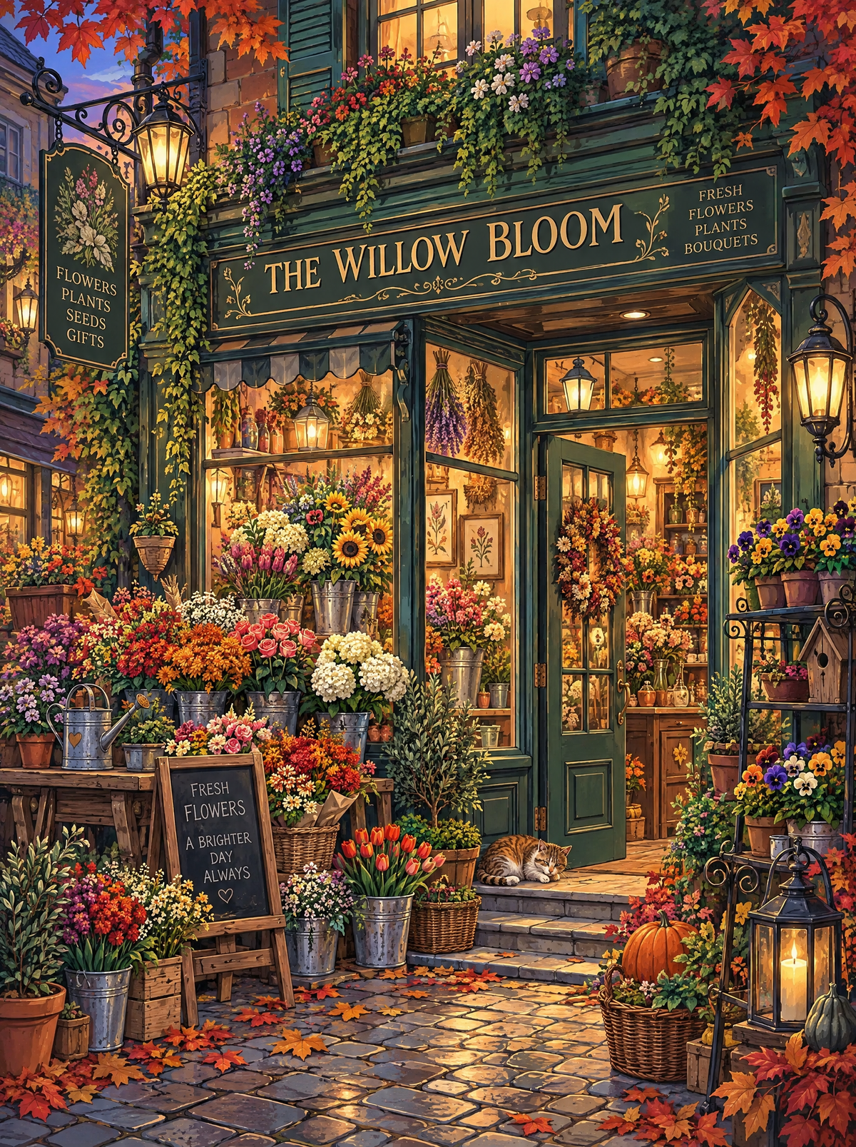 Autumn Evening At The Flower Shop