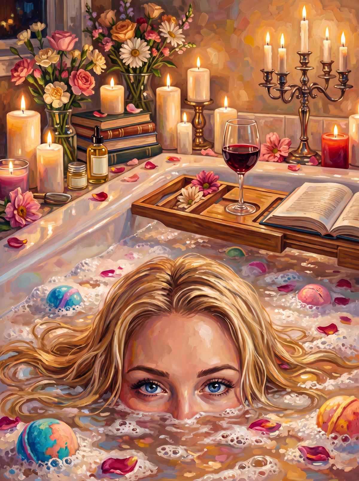 Bath Bombs Up To Her Eyes