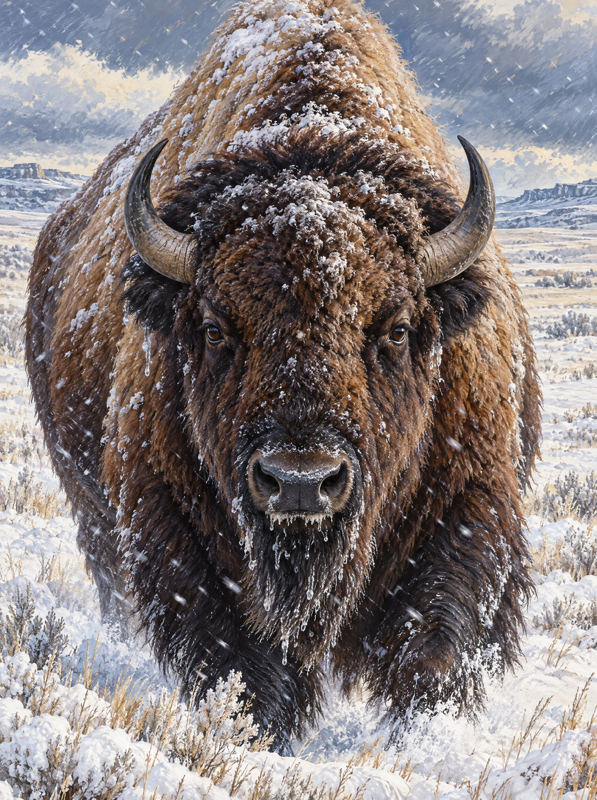 Bison In The Snowstorm