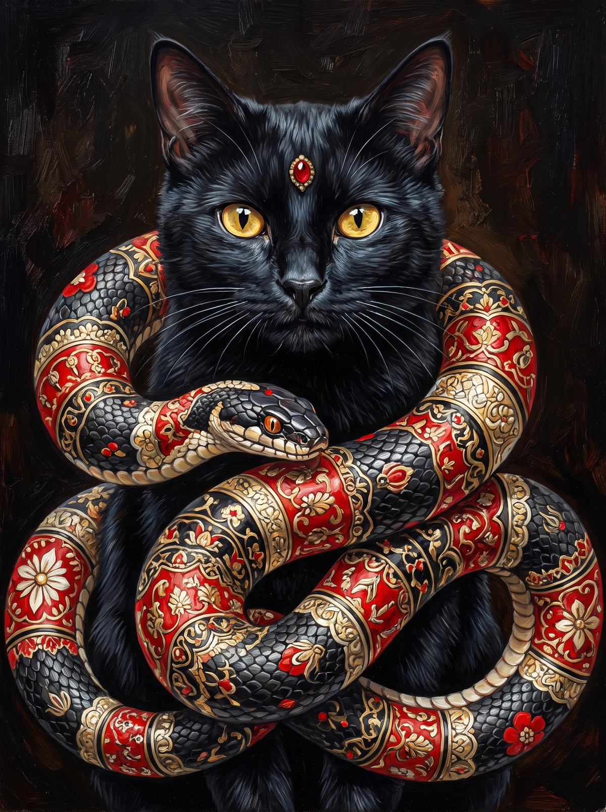 Black Cat In The Serpent's Coils