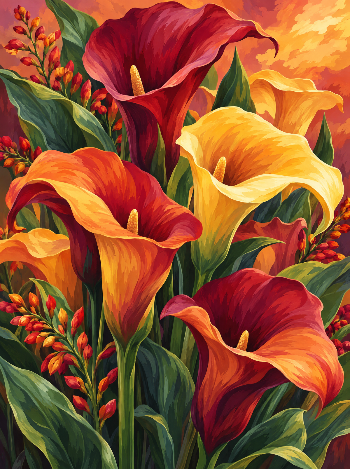 Calla Lilies In Sunset Tones