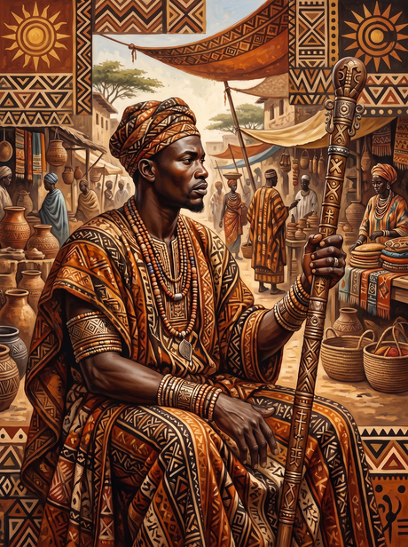 Carved Staff At The Market