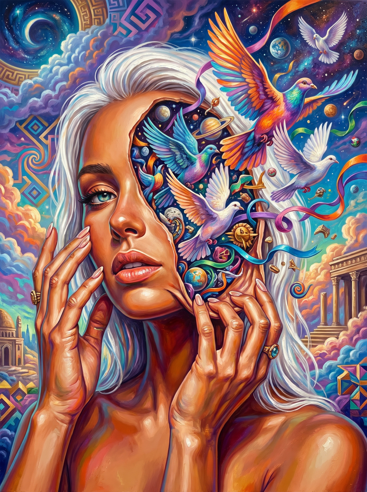 Cosmos Behind Her Cheek