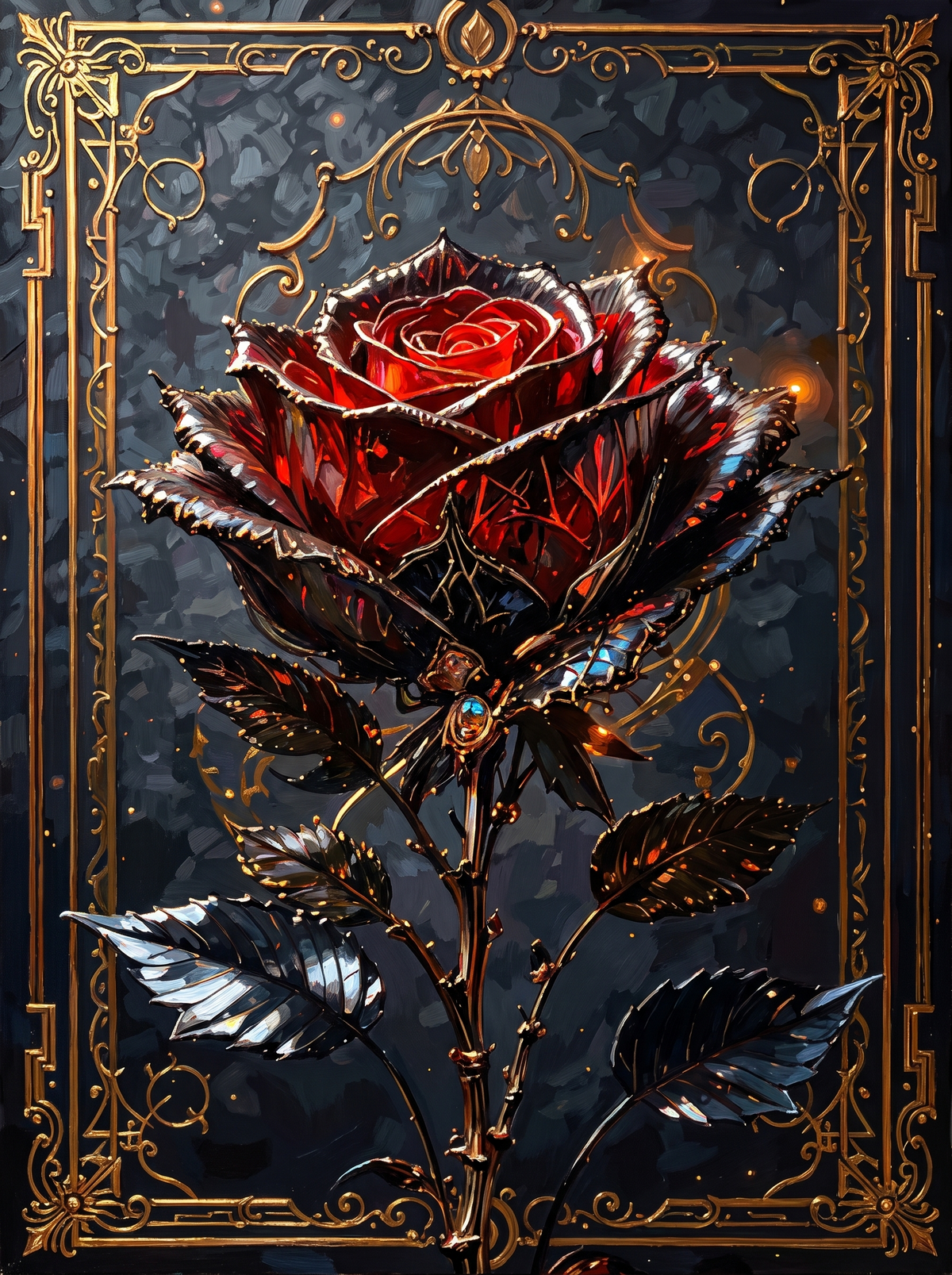 Crystal Rose In A Gilded Frame