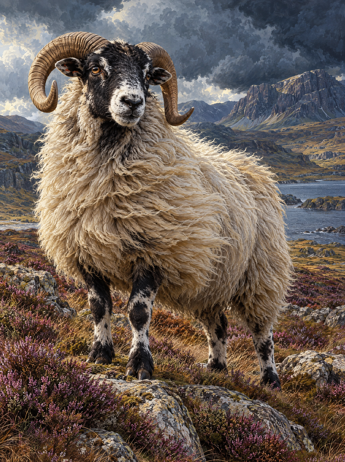 Curly-Horned Ram In The Highlands