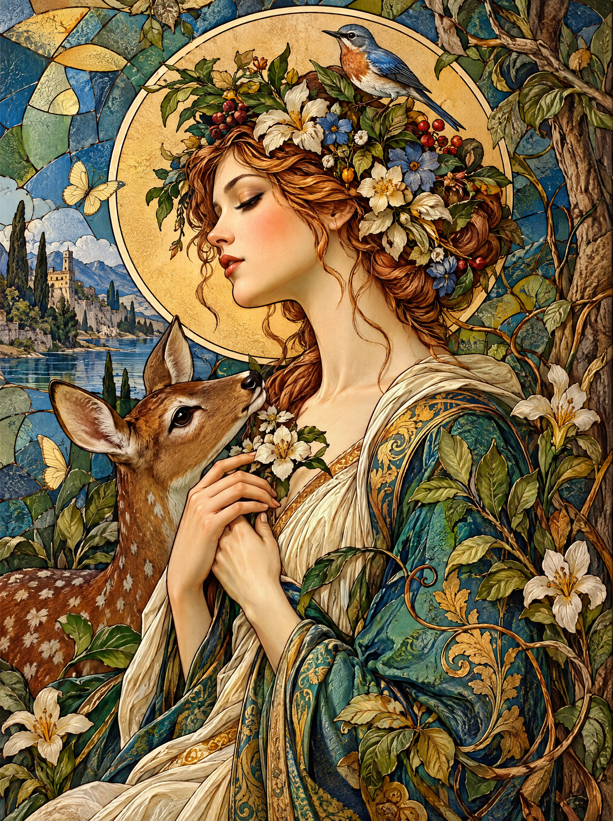 Fawn And The Flower-Crowned Maiden