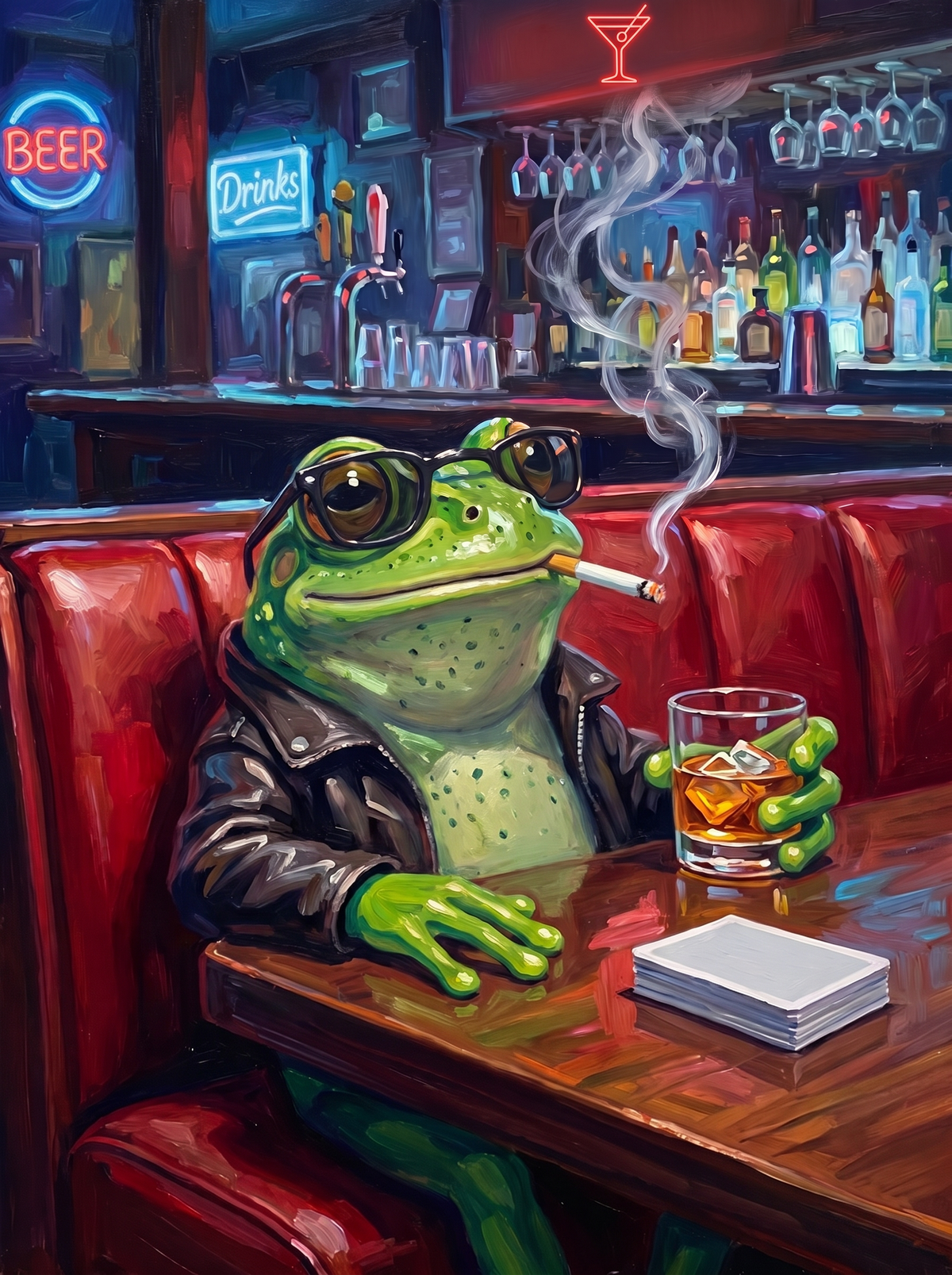 Frog At The Neon Bar