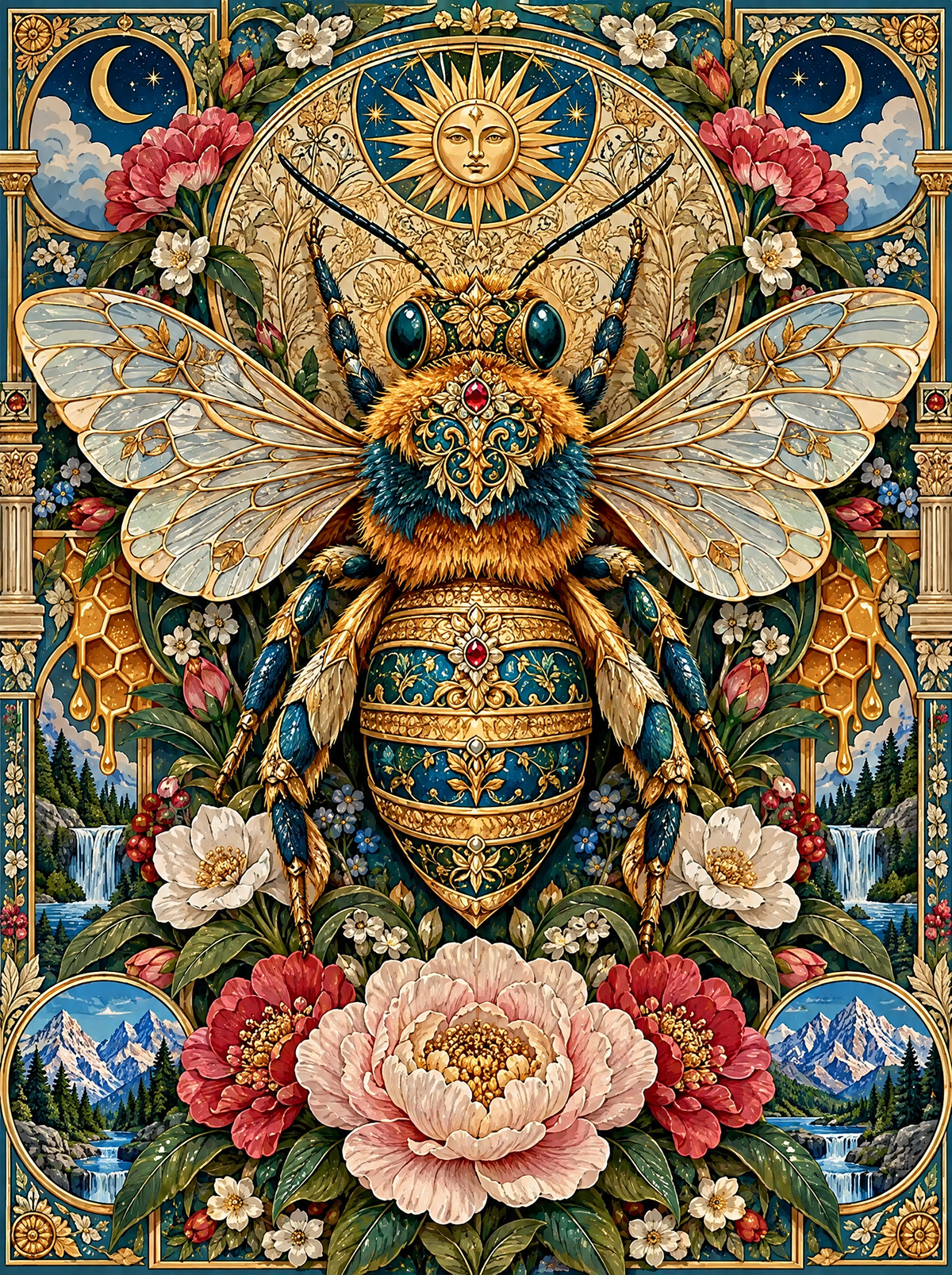 Golden Bee Beneath The Sun Medallion