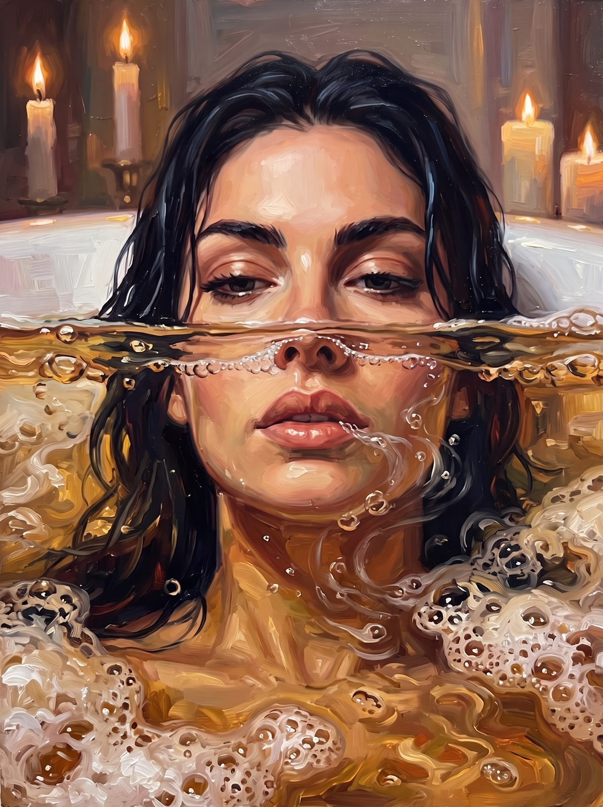 Half Submerged In Golden Suds