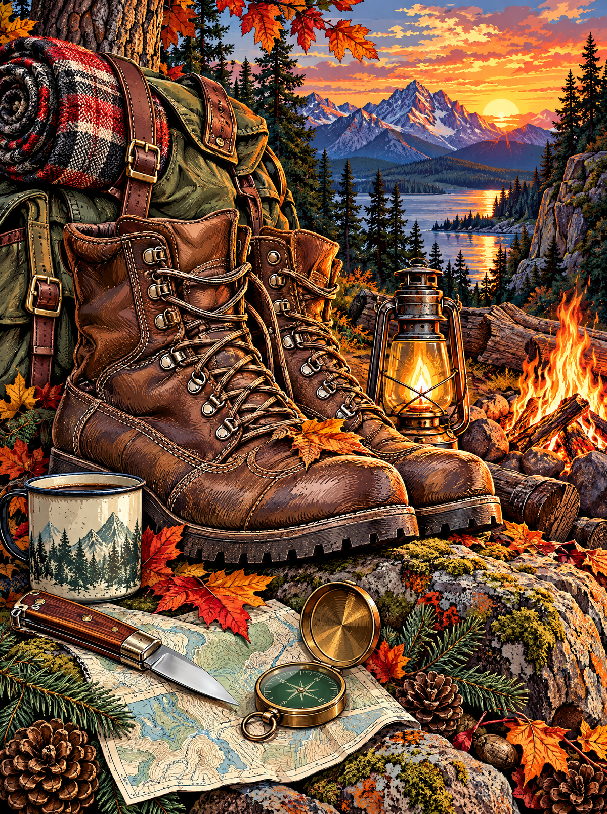 Hiking Boots By The Campfire