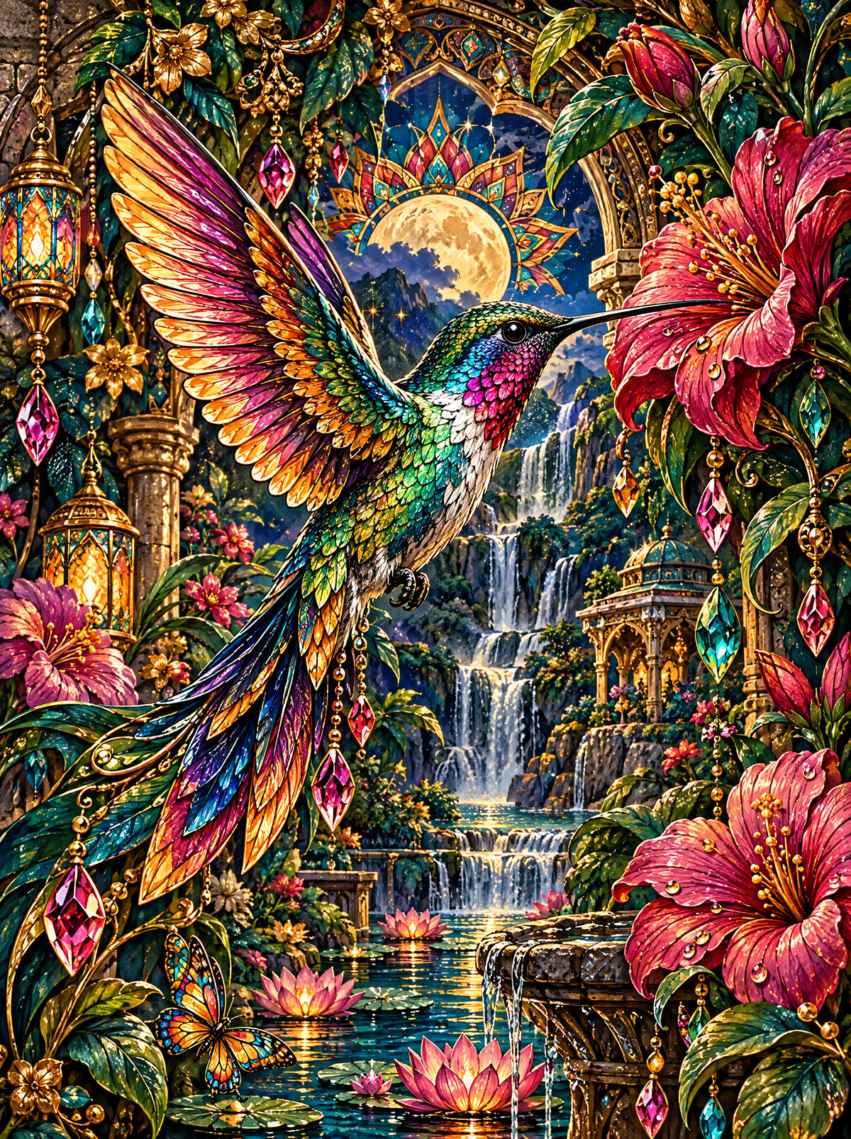 Hummingbird And The Hanging Lanterns