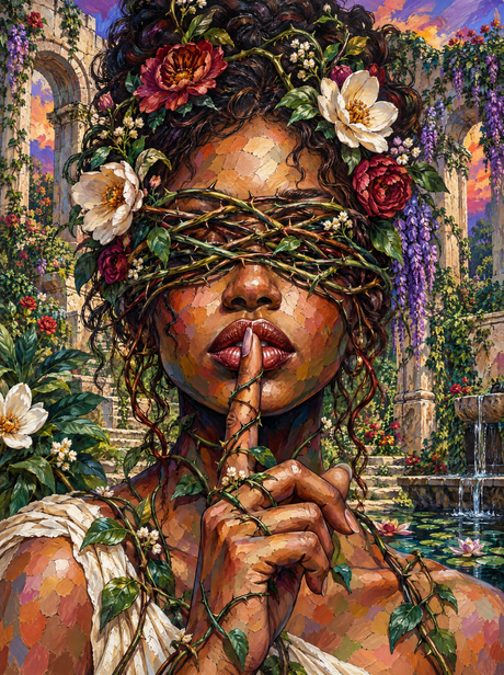Hush Beneath The Thorn Blindfold (150 Color Diamond Painting)