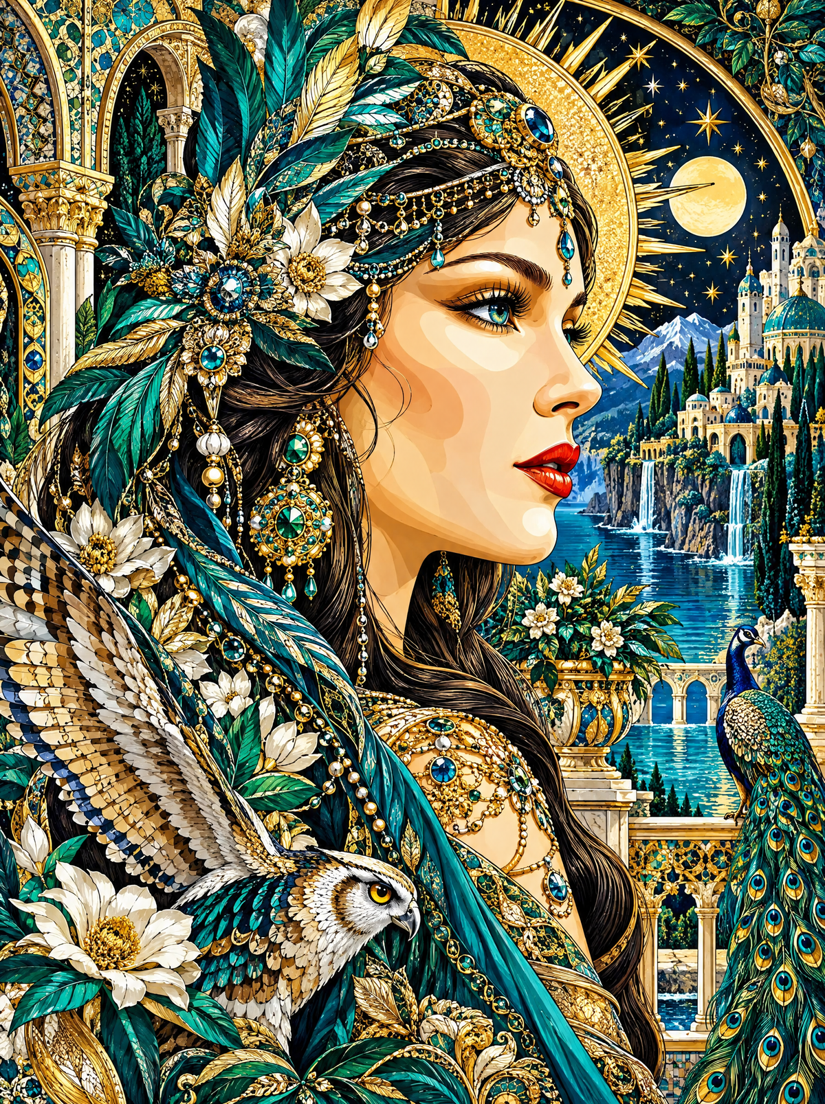 Jewelled Headdress By Moonlight