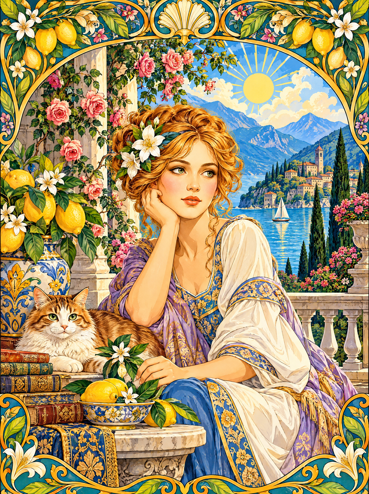 Lemon Terrace Daydream With A Ginger Cat