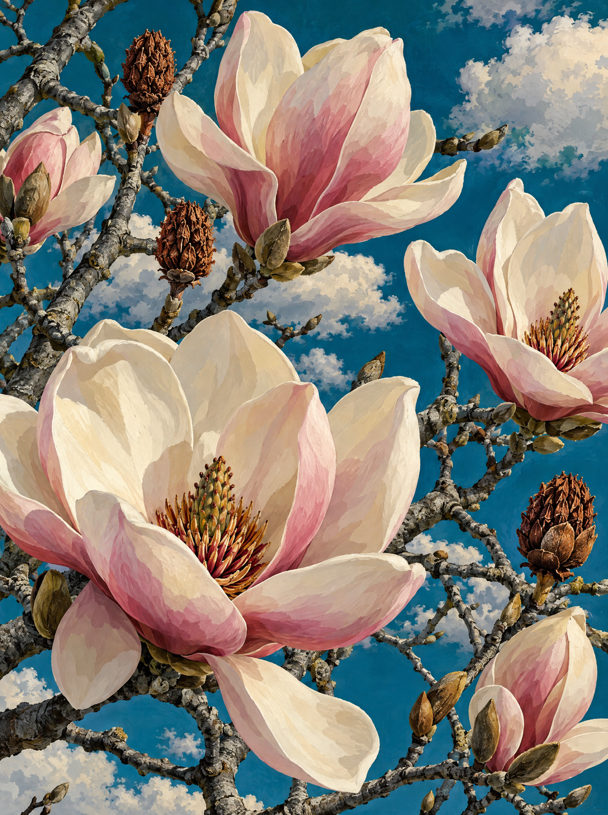 Magnolia Blossoms In A Blue Sky