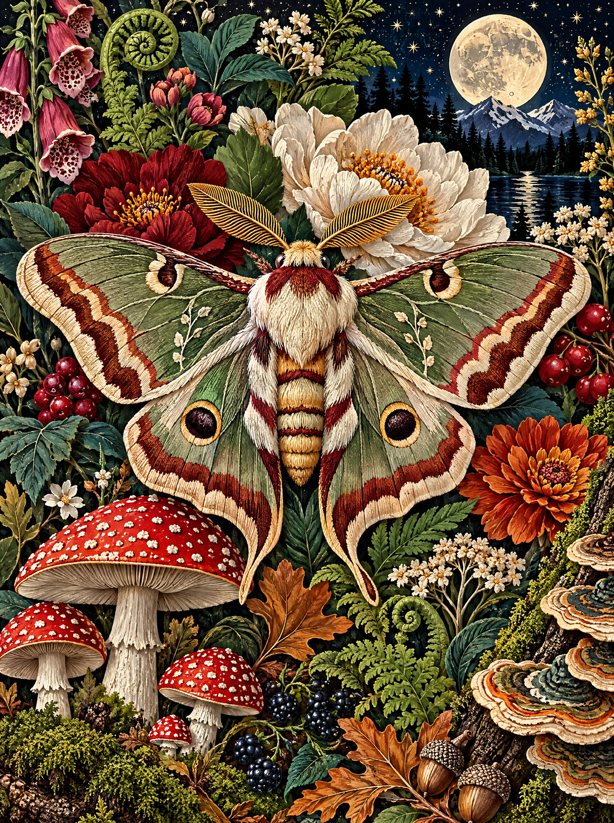 Moth Among The Toadstools