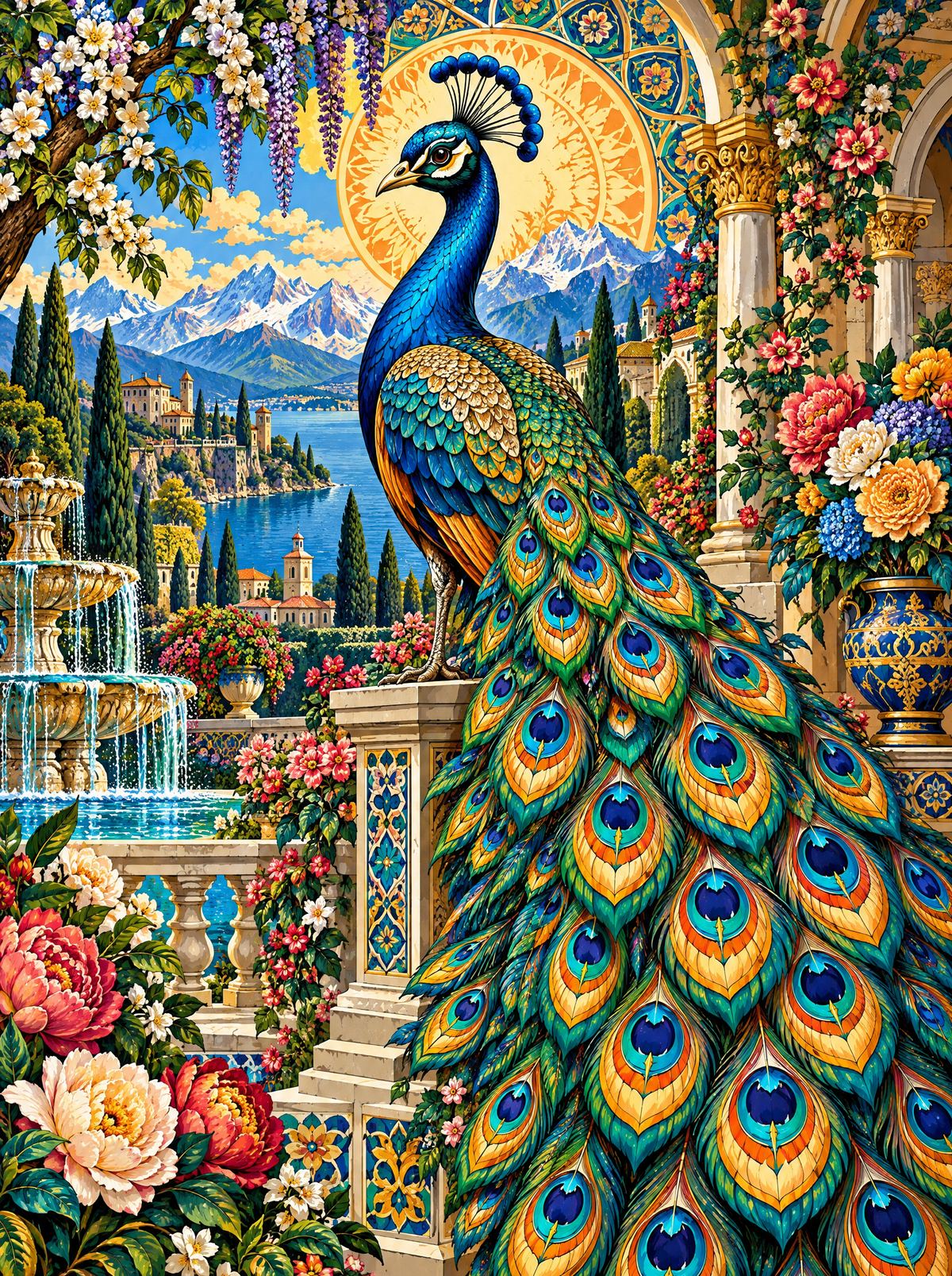 Peacock Beneath The Sunburst Arch