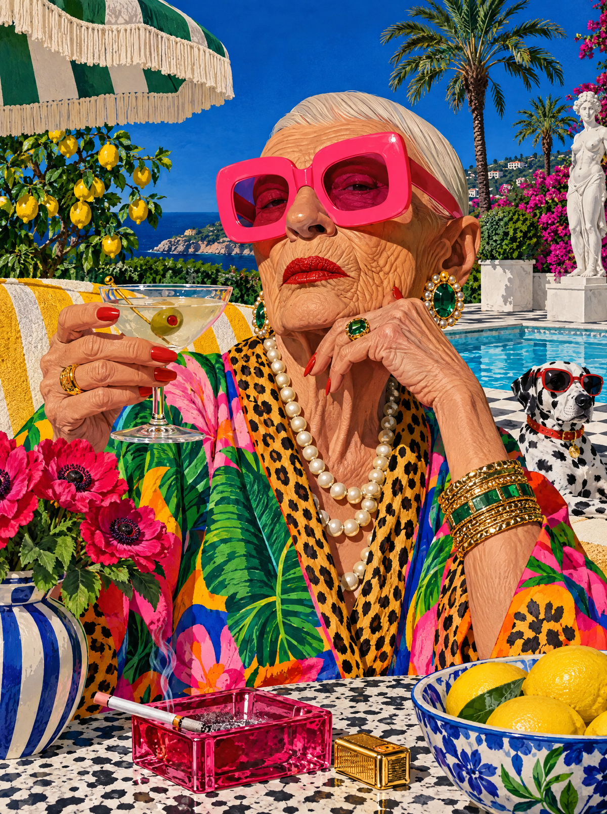 Pink Sunglasses And A Poolside Martini