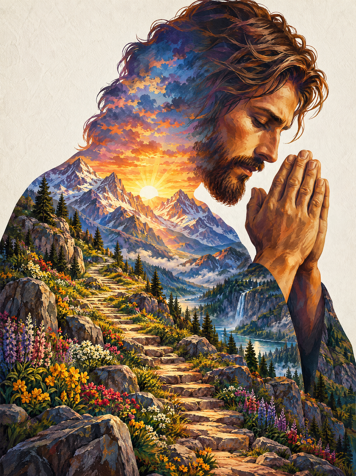 Praying Hands Over The Mountain Path