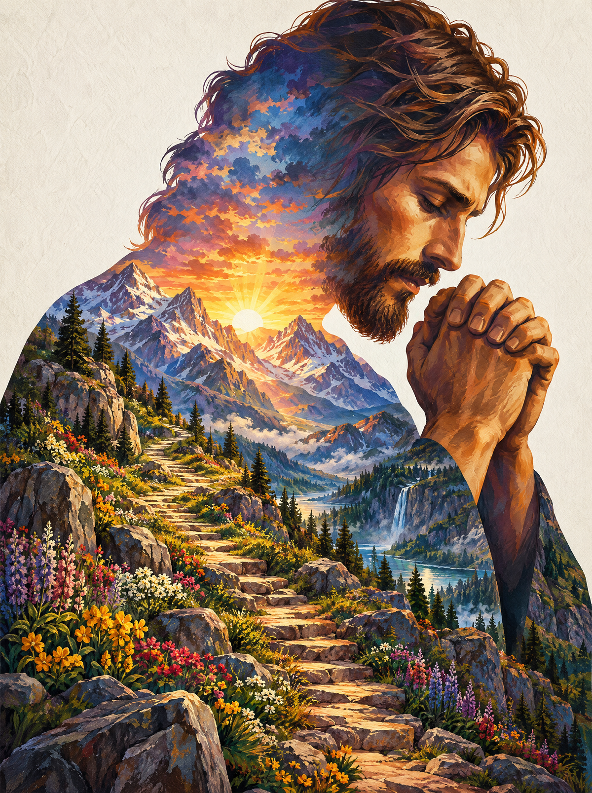 Praying Hands Over The Mountain Path